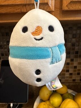 Squishmallows White Snowman Plush with Light Blue Scarf